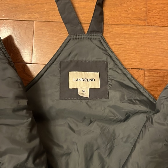 LANDS’ END KIDS SQUALL WATERPROOF INSULATED IRON KNEE SNOW BIBS-CADET GREY-16 - Picture 13 of 16